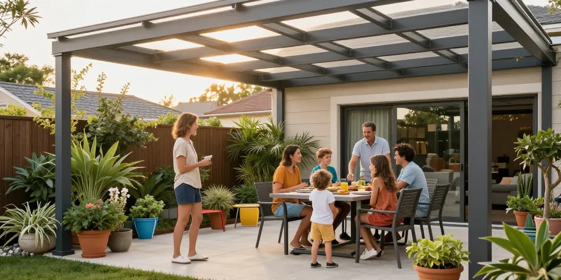 Moderne Terrassenüberdachungen schaffen einladende Außenbereiche für Familienzeit.