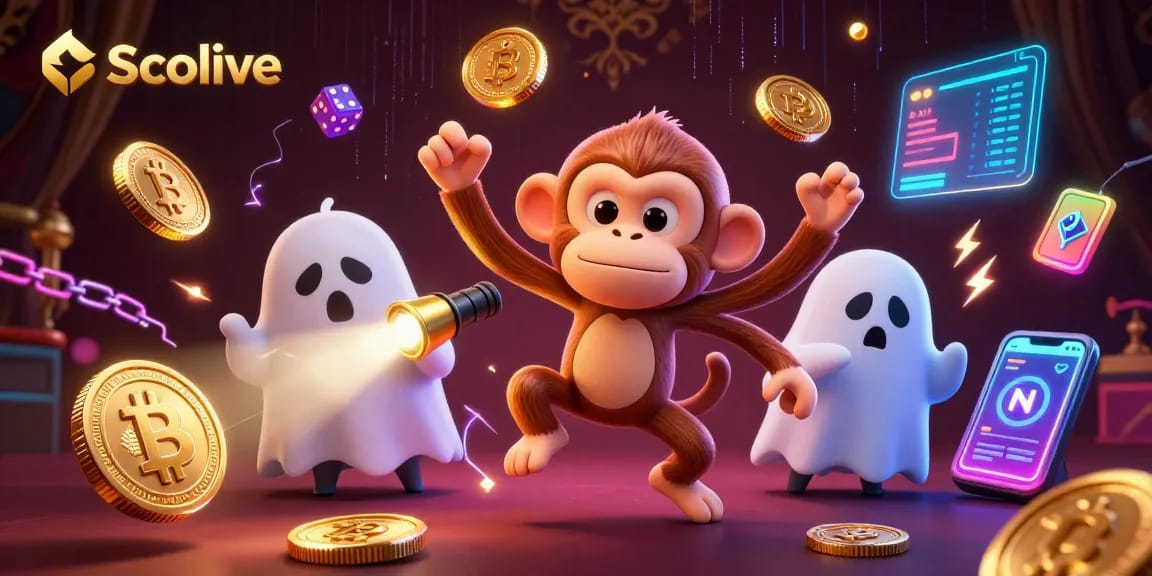Socolive illustrates a dynamic casino experience with gold coins juggling and a curious puppy exploring.