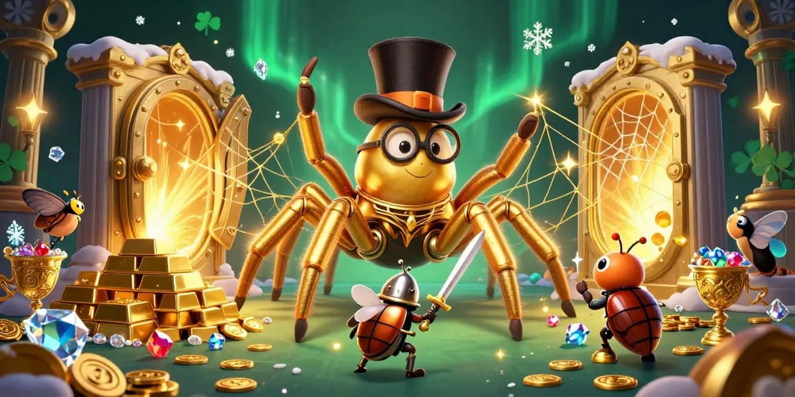 Engage with XOILAC for thrilling casino adventures alongside a golden tarantula and brave beetle knight.