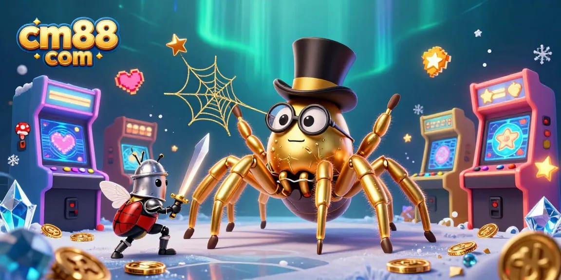 Engage with cm88 com's thrilling casino adventure featuring a golden tarantula and beetle knight.