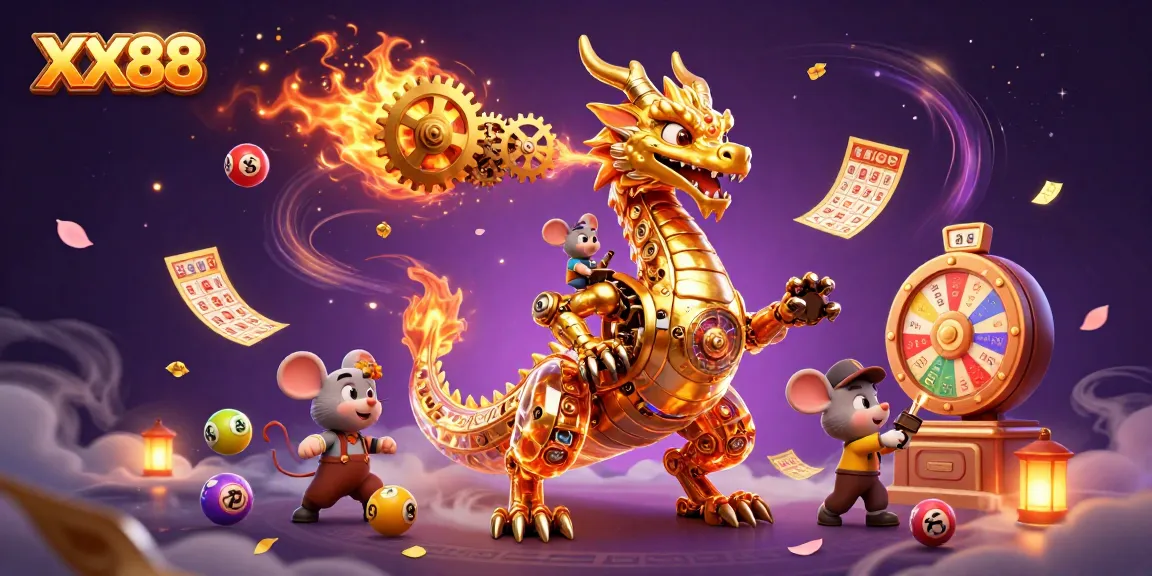 Experience thrilling gameplay at XX88 with a stunning dragon and interactive lottery elements.