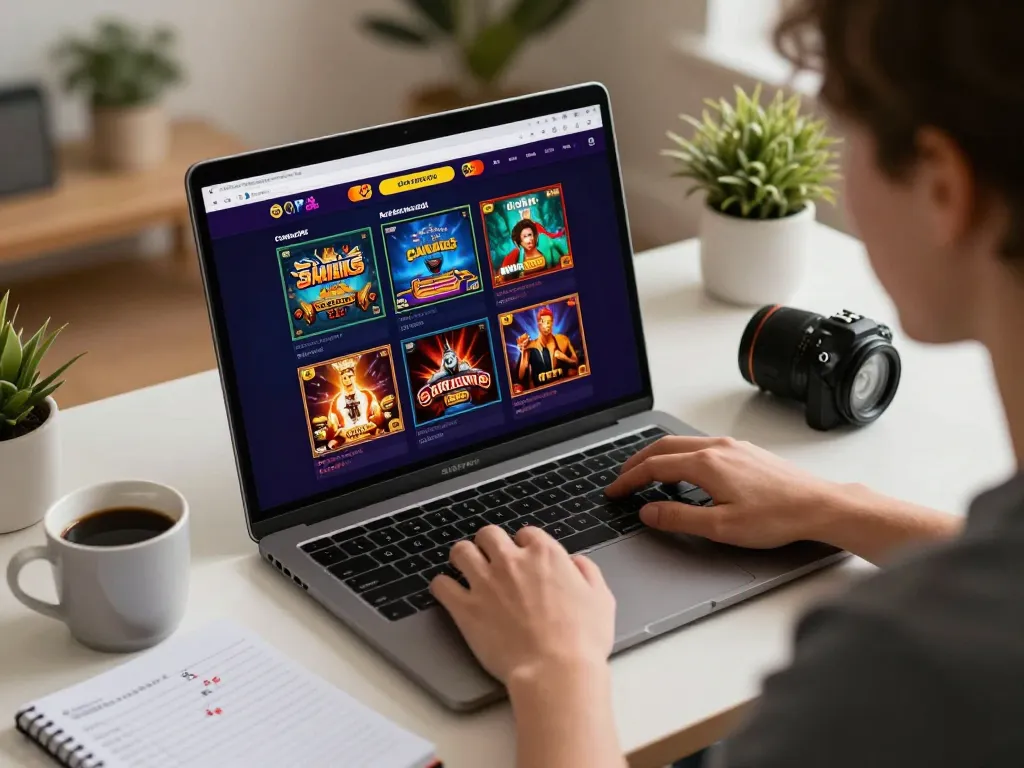 b52club player engaged in online casino gameplay from a cozy home workspace, showcasing strategic betting