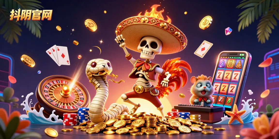 Experience thrilling gameplay at 抖阴官网 with a dynamic scene featuring golden coins and vibrant casino elements.