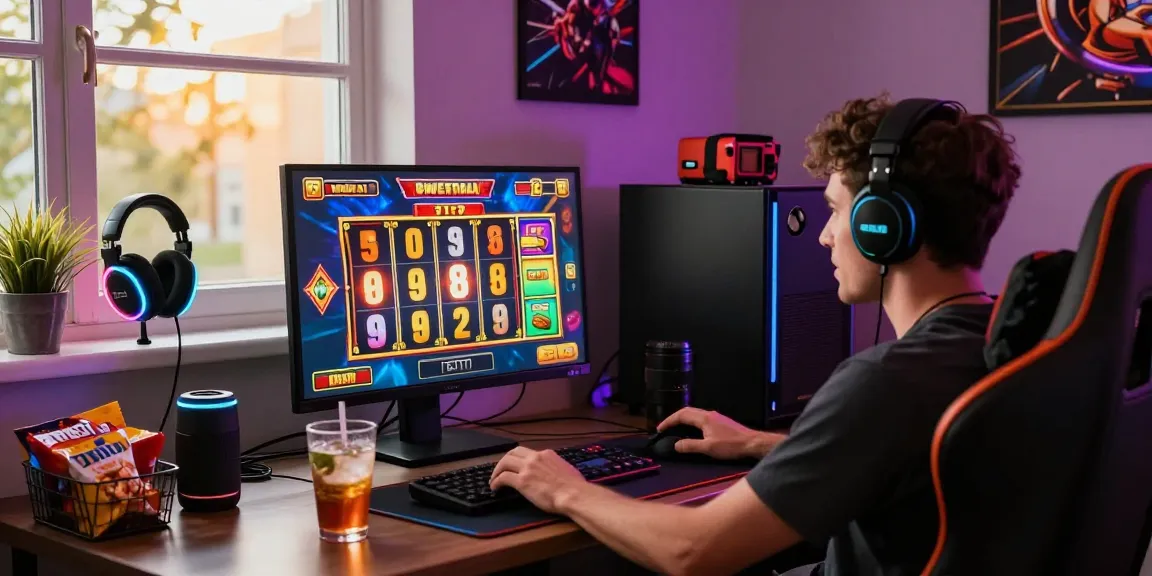 Player enjoying slot deposit 1k online gaming experience in vibrant setup with dynamic visuals.