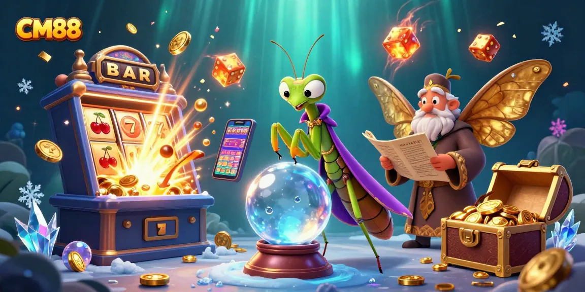 Experience the thrill of CM88 with a dynamic scene featuring fortune tellers, slot machines, and magical elements.