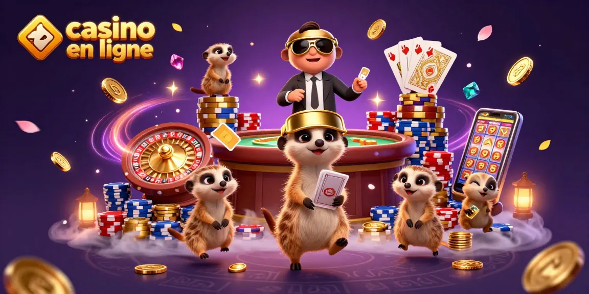 Un groupe de suricates exploitant un casino en ligne tout en jouant aux cartes et en lançant des jetons.