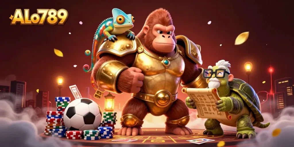 Join the excitement at ALo789, where the gorilla king and friends celebrate sports betting and strategy!