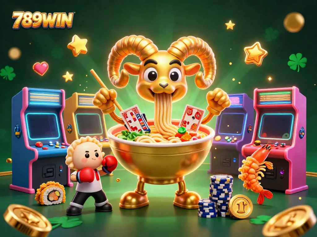Experience the vibrant excitement of 789WIN with cartoon characters and gaming elements in a lively casino scene.