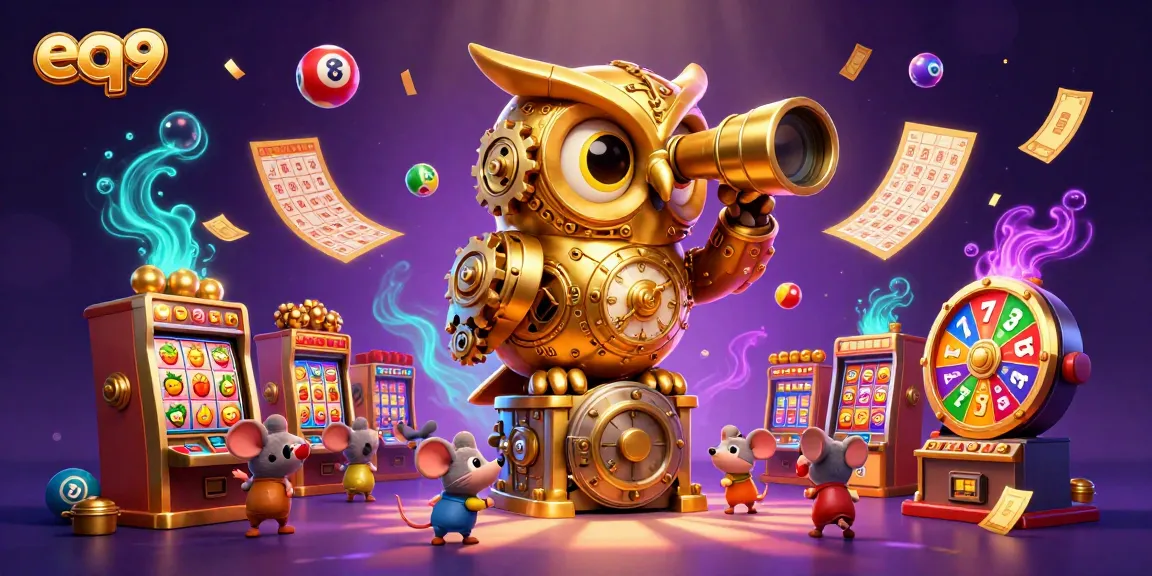 Engage with the thrilling eq9 casino experience featuring a golden clockwork owl and dynamic gaming elements.