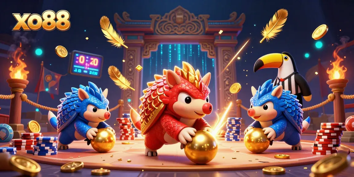 Experience thrilling rival pangolin action in xo88's vibrant casino showdown.