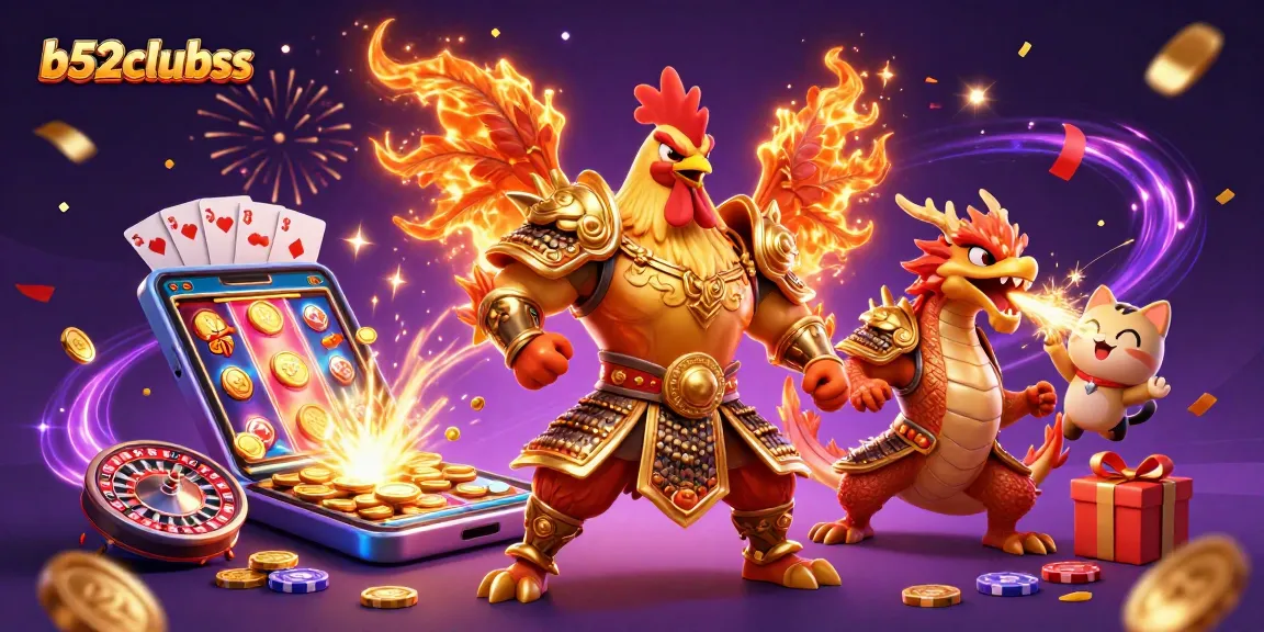 Engage in winning strategies with b52clubss as epic characters celebrate in a vibrant casino scene.
