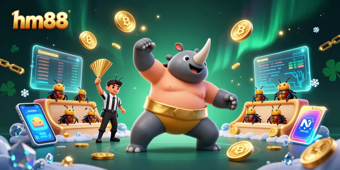 Experience the thrill of gambling at hm88 with a vibrant illustration featuring a sumo beetle champion.