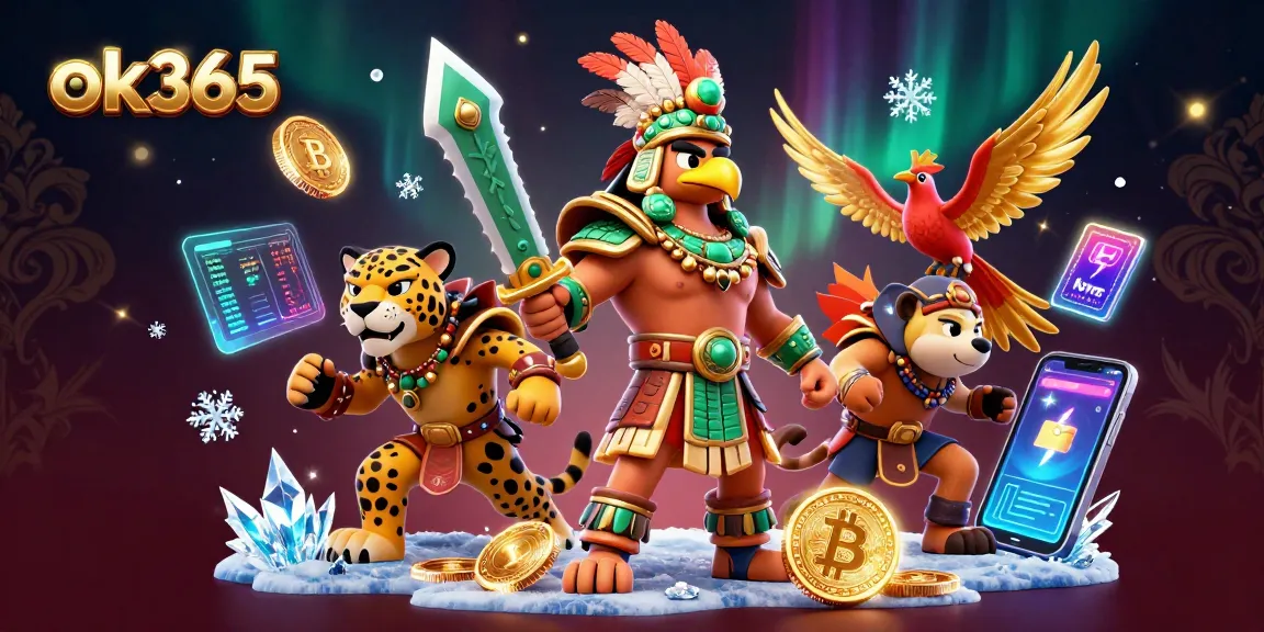 Experience thrilling gameplay with ok365's vibrant Aztec warriors and crypto-themed elements.