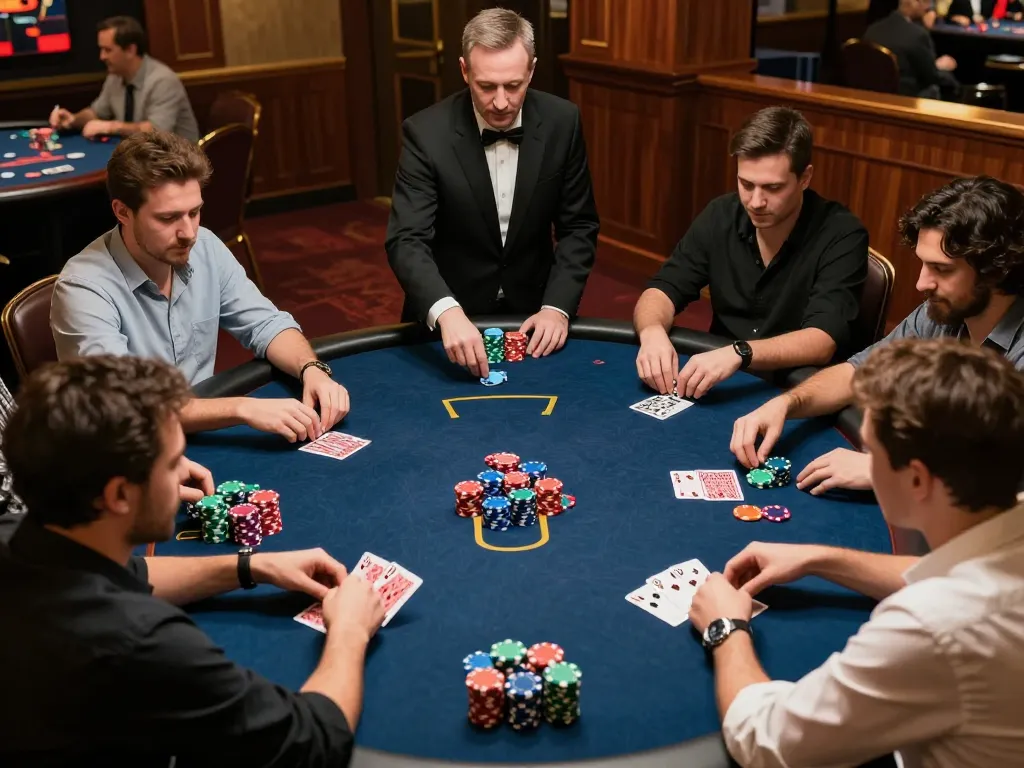 A thrilling poker game scene showcasing strategy and excitement amidst the vibrant atmosphere of keonhacai betting.