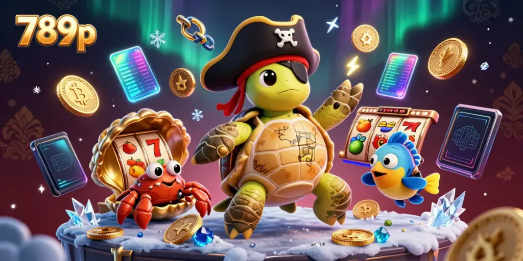 Experience the thrill of gambling with 789p in this vibrant 3D casino illustration featuring pirate-themed characters.
