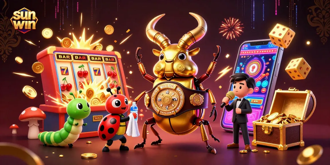 Experience the thrill of sun win with this dynamic casino scene featuring jackpots and vibrant casino elements.