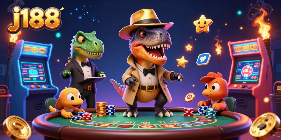 Join the action at j188 with a clever velociraptor and vibrant casino elements.