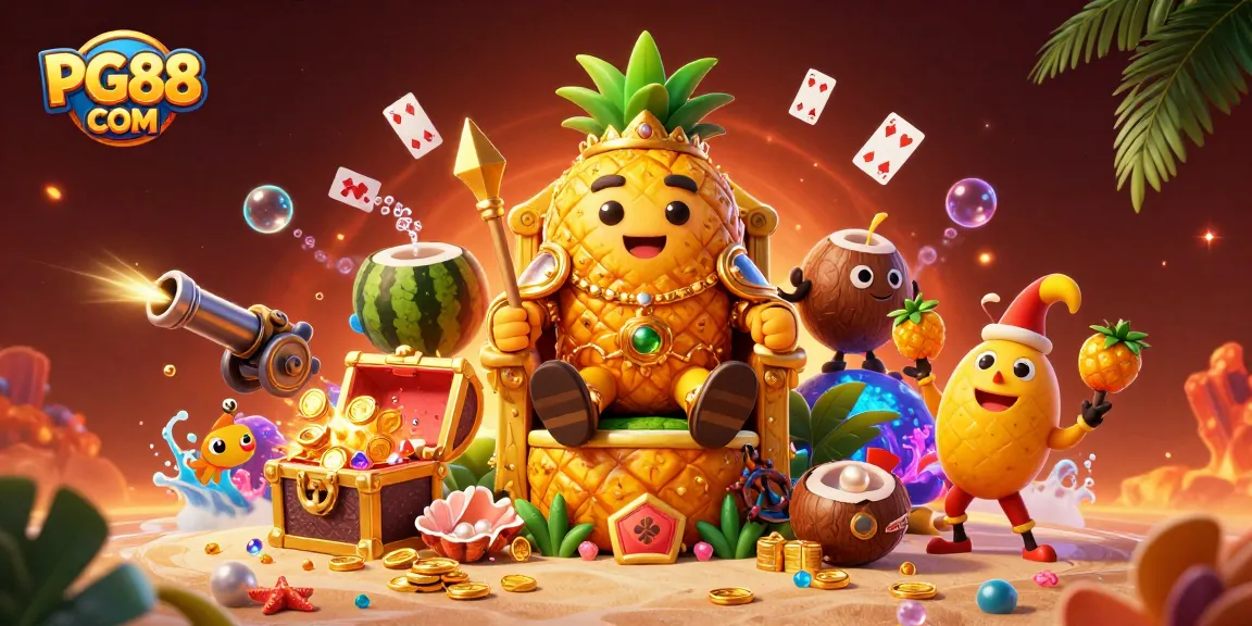 Experience slots and jackpots at PG88 COM with vibrant casino characters, gold coins, and fun gaming elements.