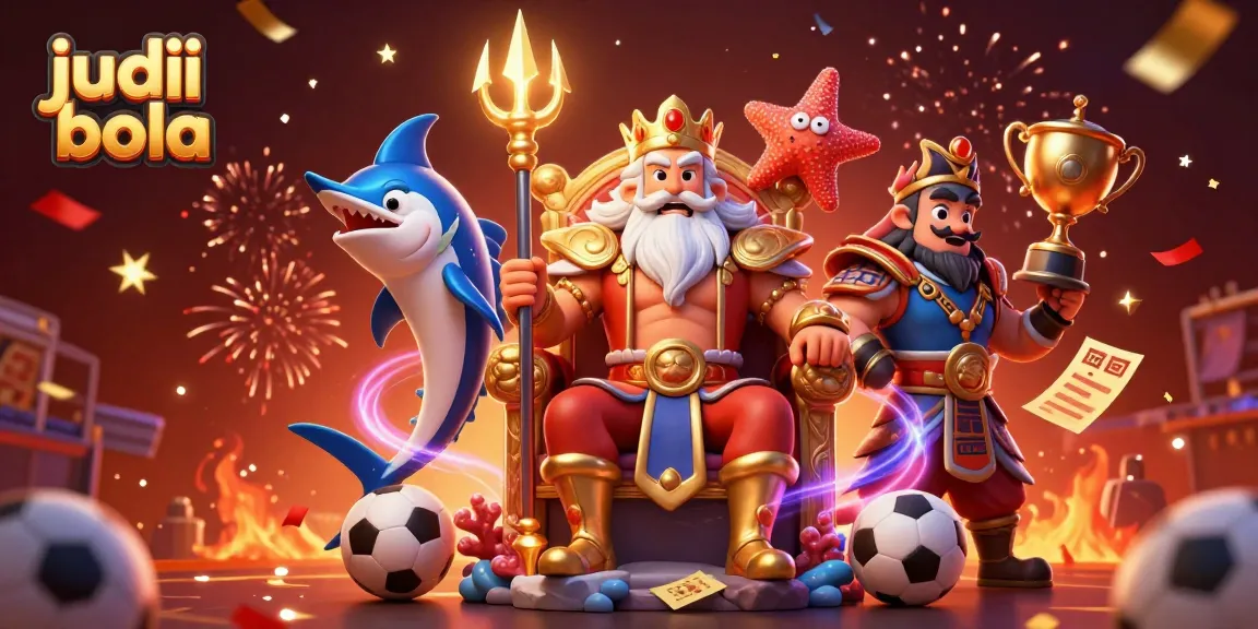 Engage in judi bola with a vibrant scene featuring Neptune and sports betting elements.