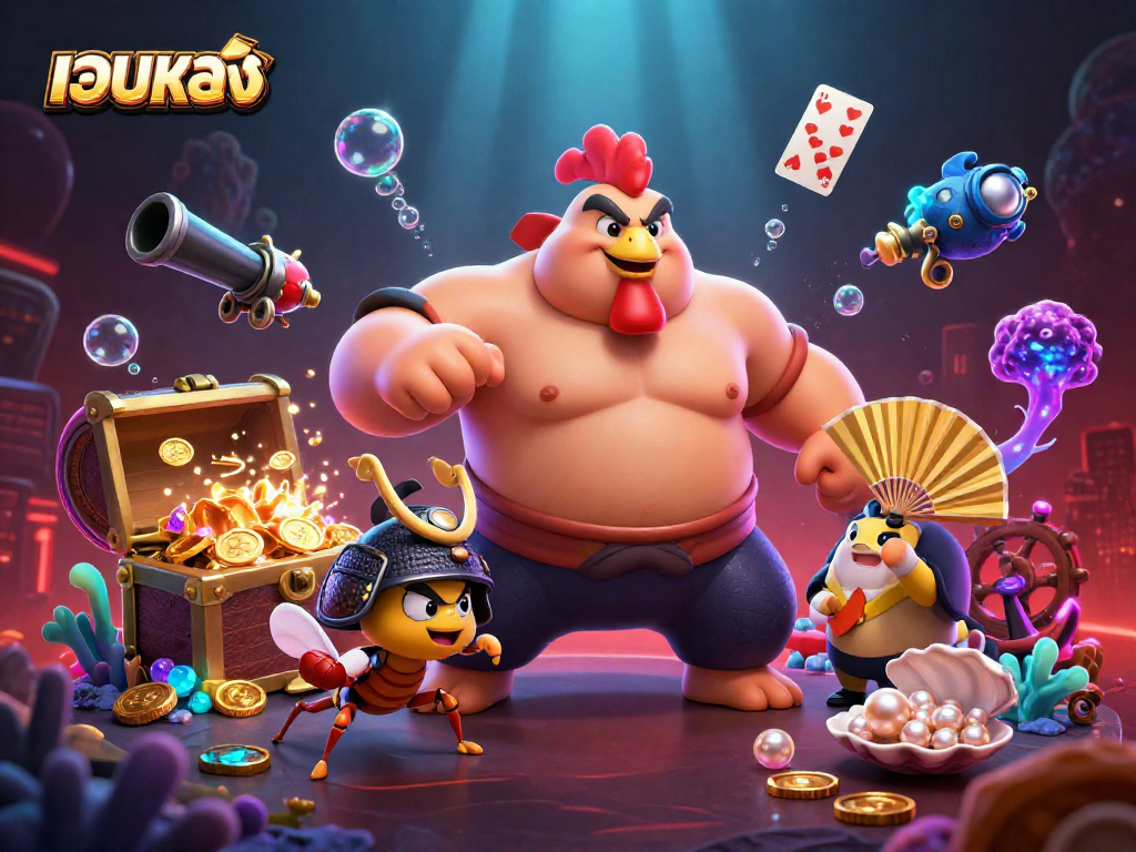 Experience เว็บตรง live casino action with exciting 3D characters, coins, and more in this captivating scene.