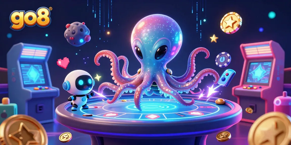 Go8 offers thrilling gameplay with the jubilant alien octopus and vibrant casino elements in a cosmic setting.