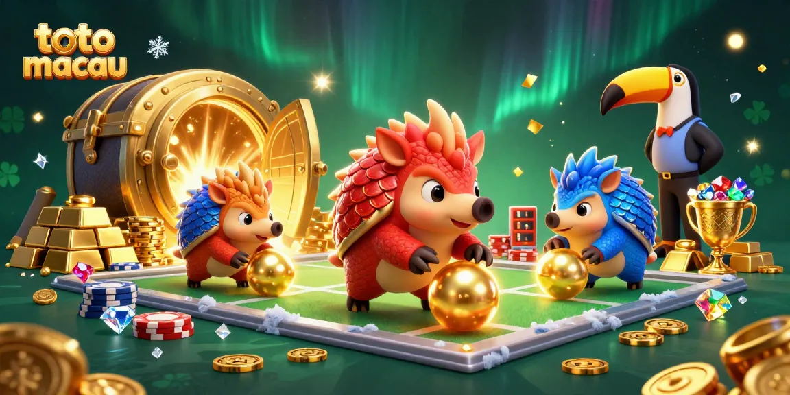 Menangkan hadiah di toto macau dengan ilustrasi karakter pangolins bertarung di kasino.