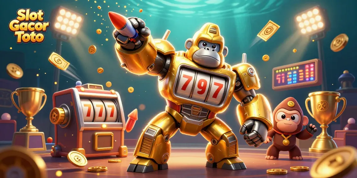Win big with Slot Gacor Toto in a vibrant casino-themed 3D artwork showcasing exciting jackpots!
