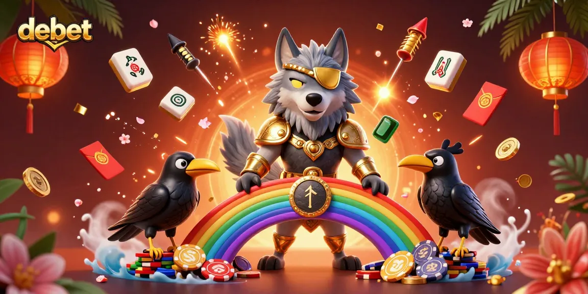 Experience epic wins with debet in this vibrant casino-themed 3D illustration.