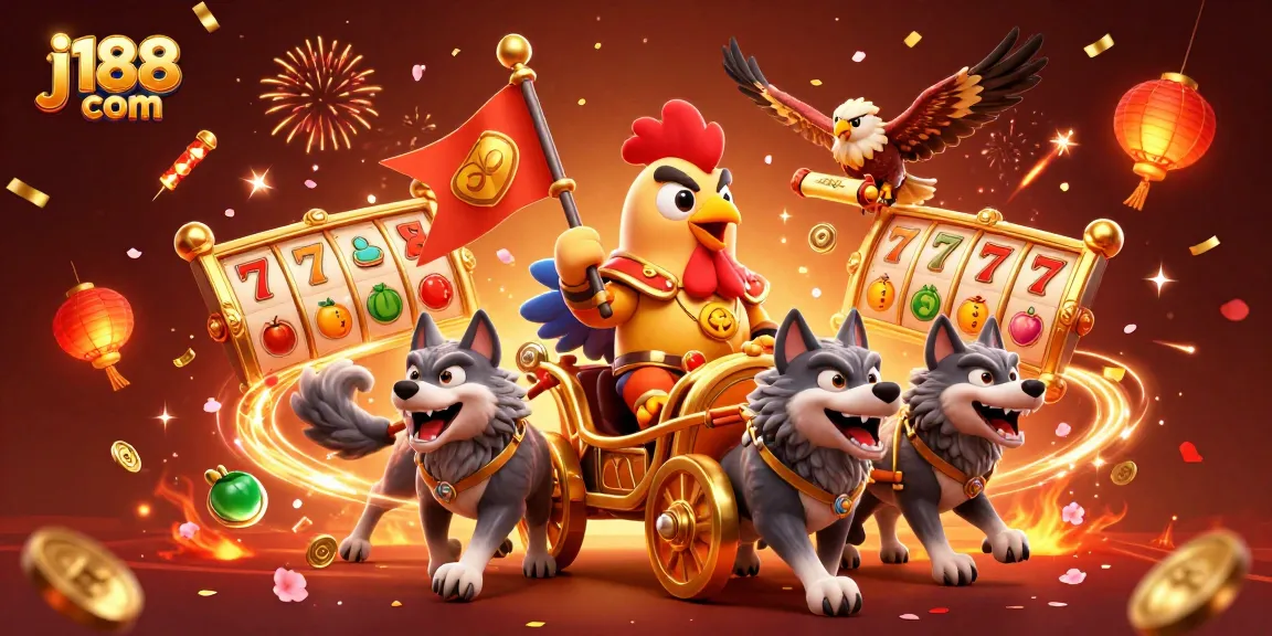 Experience thrilling gameplay at j188 com with this vibrant 3D casino illustration featuring exciting slot elements.
