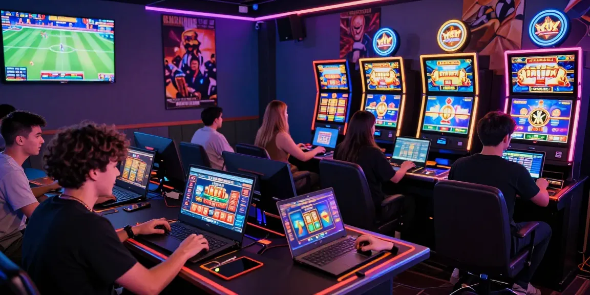 Exciting qs88 online gaming scene with diverse players engaged in casino games and sports betting.