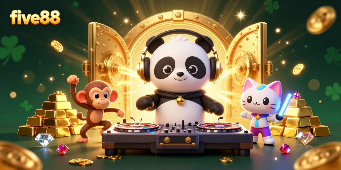 Join five88's vibrant casino scene with a DJ panda, breakdancing monkey, and rave kitten!