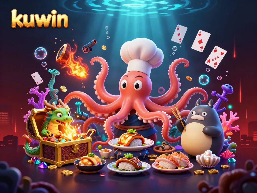 Play the kuwin casino games with vibrant characters, dynamic scenes, and underwater treasures.