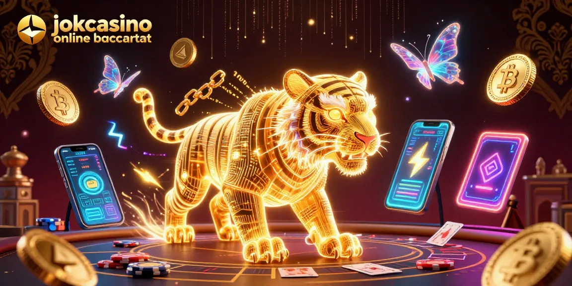 Experience thrilling gameplay with jokacasino online baccarat amidst neon coins and digital energy.