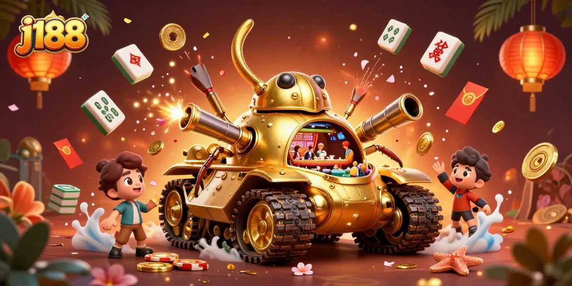 Experience the excitement of j188 with a vibrant casino scene in a 3D tank bursting with games.
