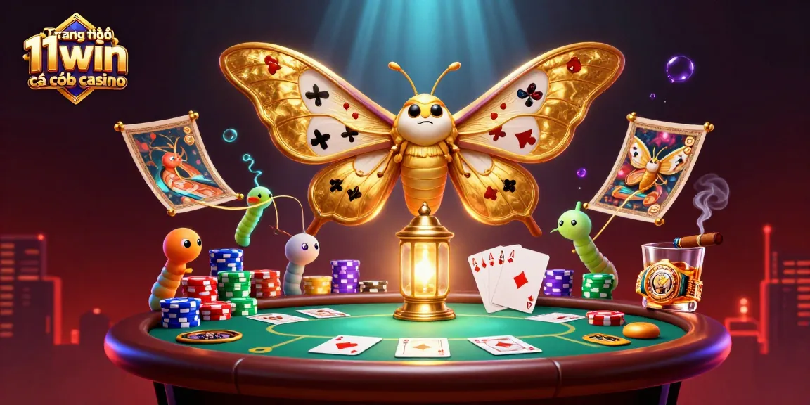 Experience the thrill of gambling with Trang chủ 11win cá cược casino showcasing vibrant poker scenes and a stunning atlas moth.