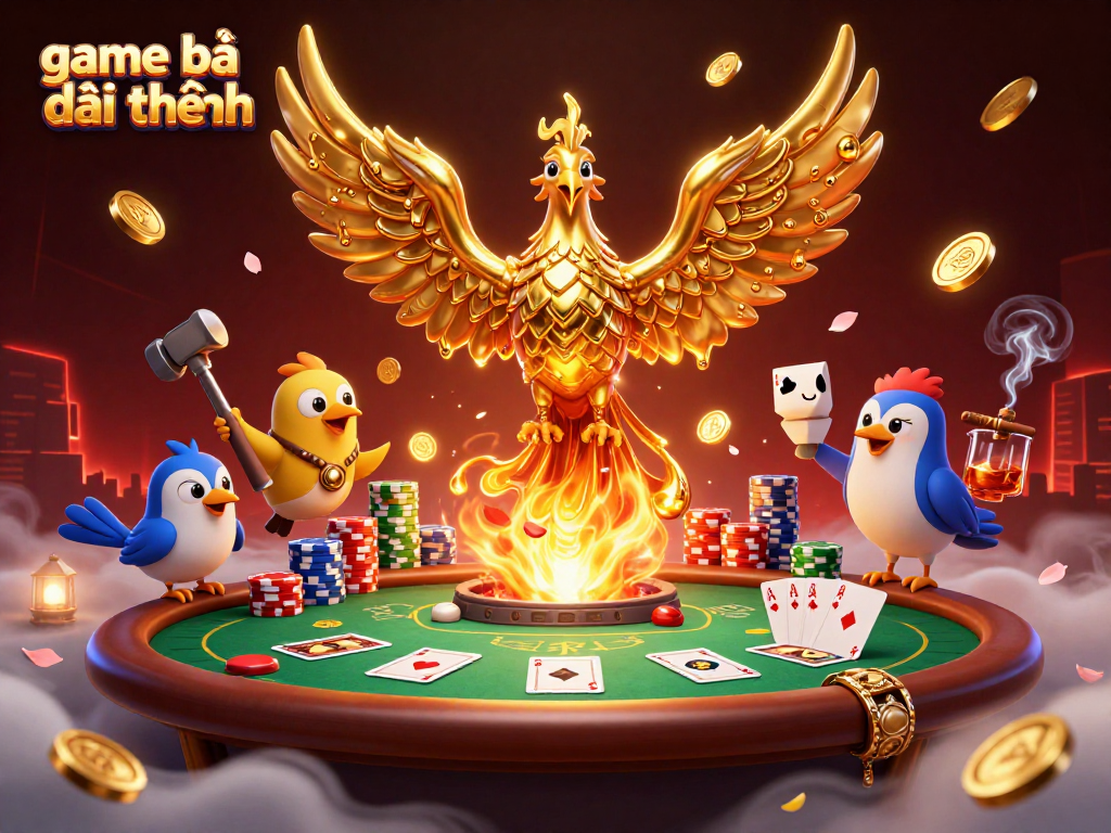 Engage in thrilling game bài đổi thưởng with dynamic elements at a vibrant poker table.