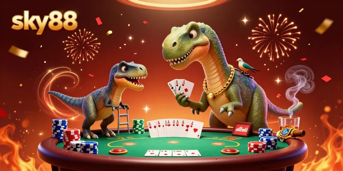 Engage with sky88's thrilling poker scene featuring vibrant characters and dynamic game elements.