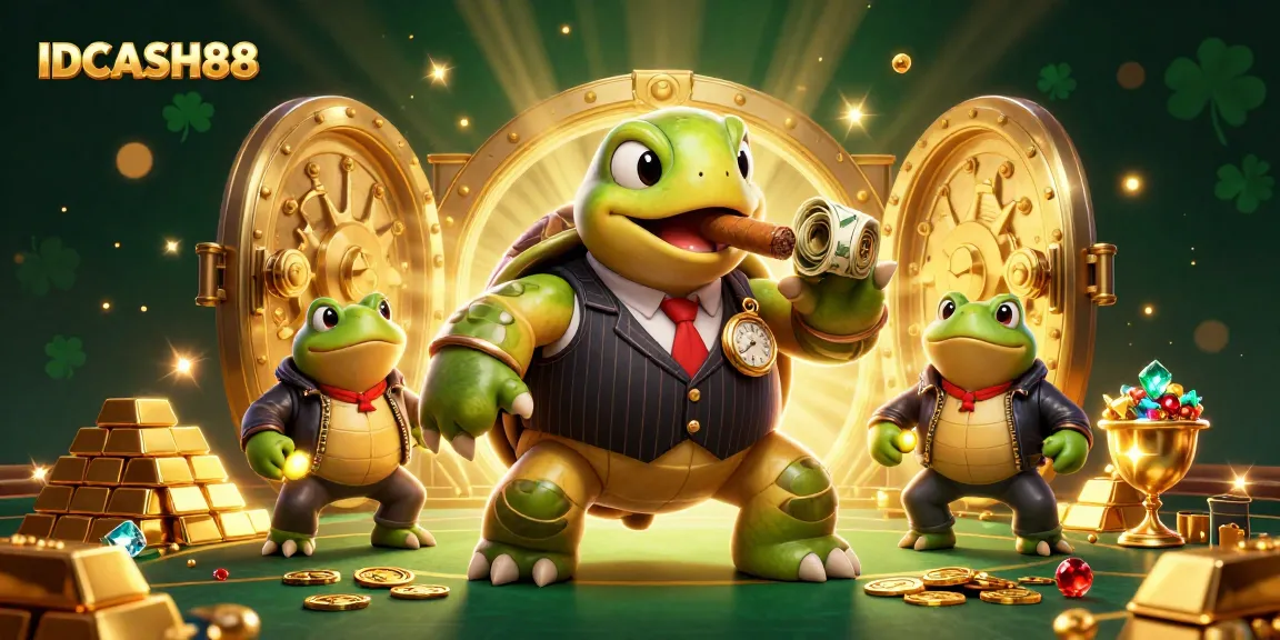 Play exciting games with IDCASH88, featuring a vibrant 3D casino scene of high-stakes action.