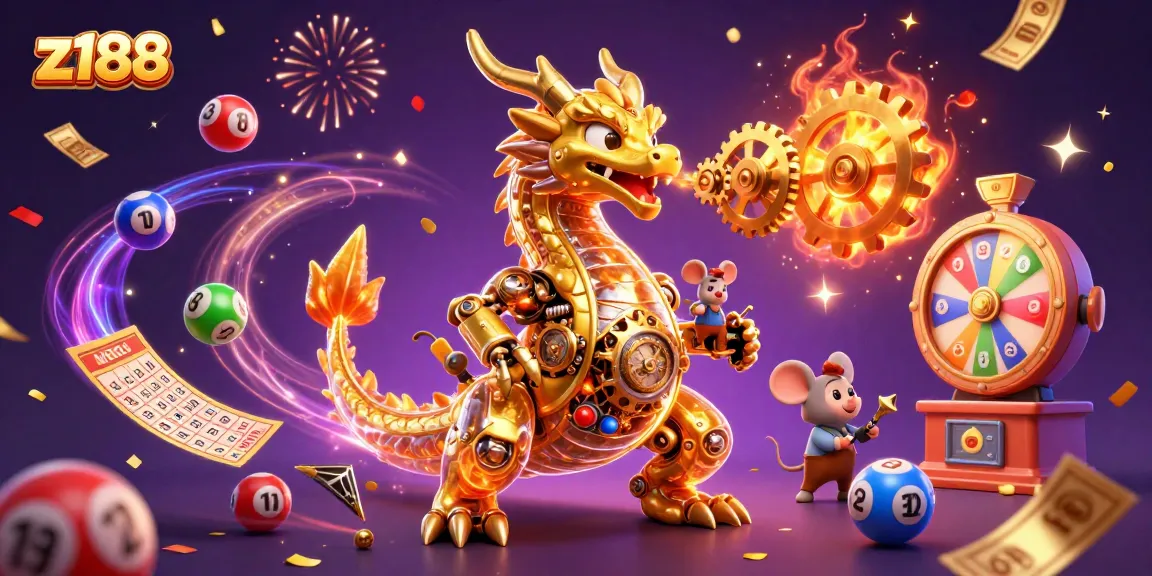 Experience thrilling gameplay with z188 through a vibrant casino scene filled with dynamic lottery elements.