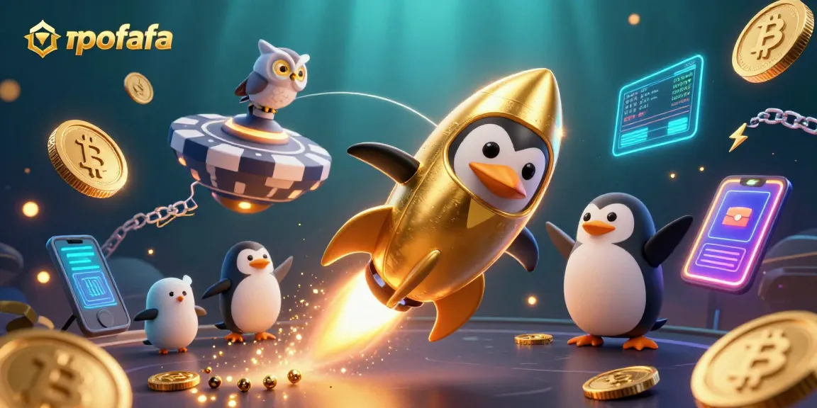 Experience the excitement of mpofafa with a golden rocket-powered penguin in action.
