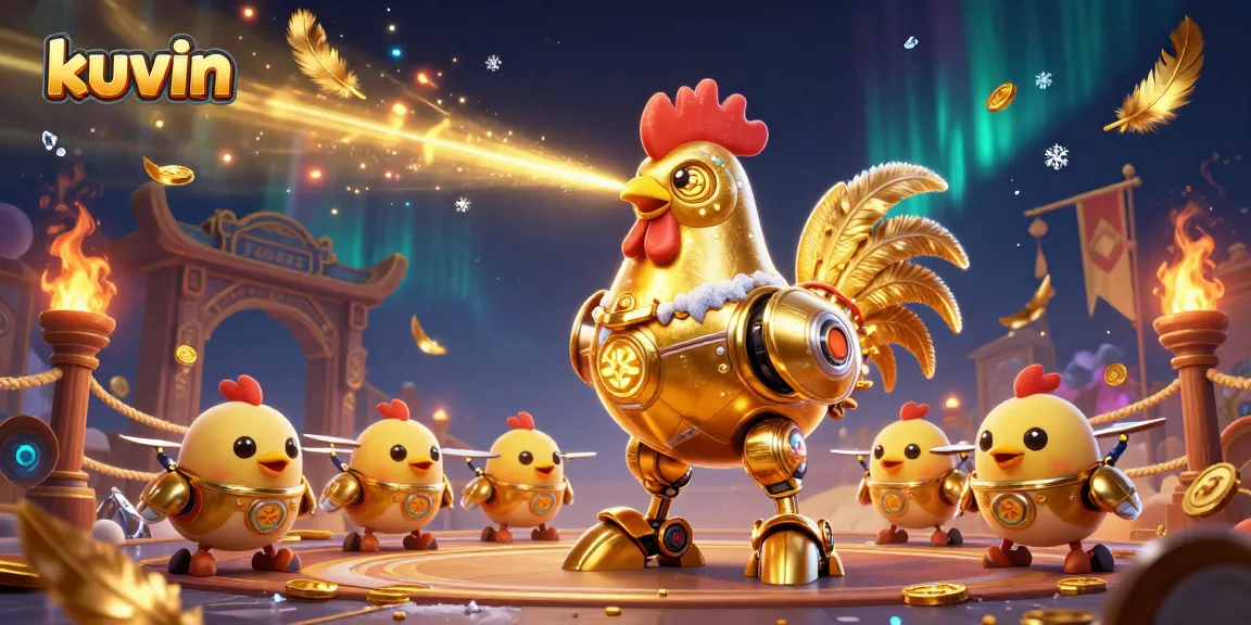Kuvin showcases a 3D golden rooster robot engaging players in an immersive casino experience.