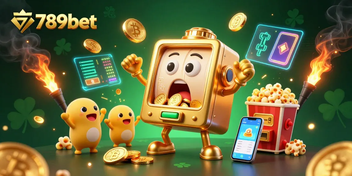 Watch the 789bet golden slot machine celebrate its jackpot with coins cascading, creating excitement!