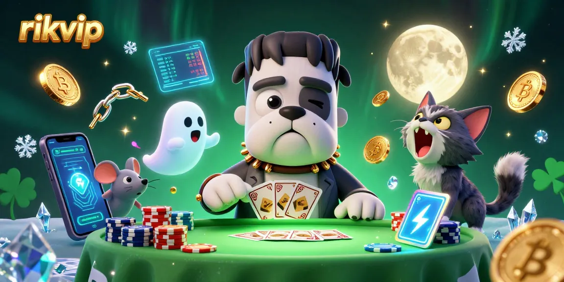 Engage in thrilling gameplay with rikvip at a vibrant casino table featuring dynamic characters and crypto elements.