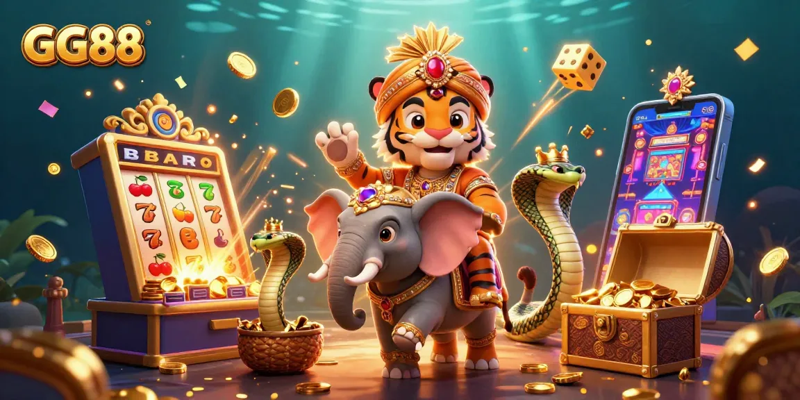 Experience winning thrills with GG88's vibrant, casino-themed 3D illustration.