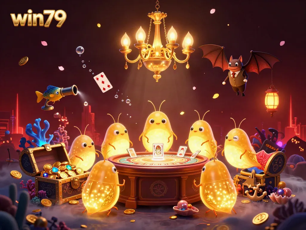 Engaging glowworms illuminate the action at the win79 underwater casino, enriching the gaming atmosphere.