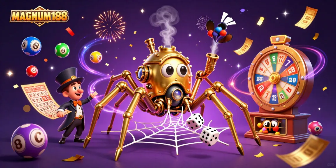 Experience the excitement of MAGNUM188 with a vibrant 3D casino scene featuring dynamic games and fun.