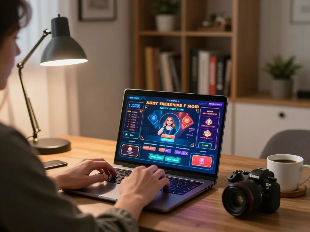 Engaging with xin88 online games in a cozy home setup featuring a laptop and strategy notes.