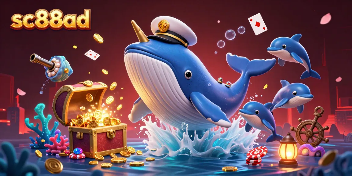 Engage with the entertaining world of sc88ad featuring a whale and playful dolphins in a vibrant casino scene.