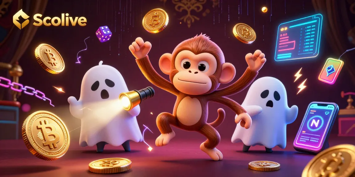 Socolive illustrates a dynamic casino experience with gold coins juggling and a curious puppy exploring.