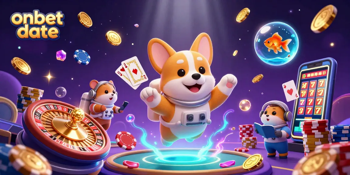 Engage with onbet date for a thrilling cosmic gaming experience with floating casino elements.